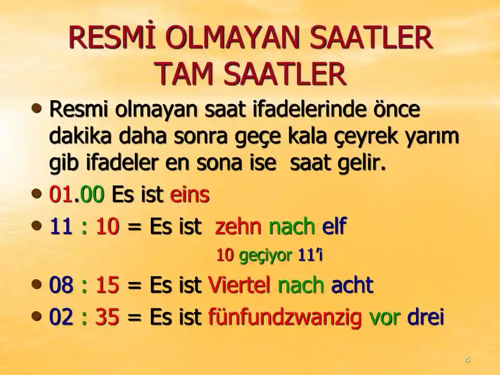 Almanca Saat Orneklerii Almanca Saat Örnekleri